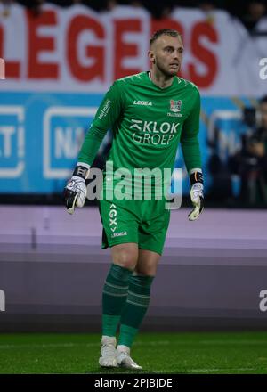 Nijmegen, Niederlande. 01. April 2023. NIJMEGEN, NIEDERLANDE - APRIL 1: Torhüter Jasper Cillessen von NEC während des niederländischen Eredivisie-Spiels zwischen NEC Nijmegen und PSV im Stadion de Goffert am 1. April 2023 in Nijmegen, Niederlande (Foto von Broer van den Boom/Orange Pictures) Kredit: Orange Pics BV/Alamy Live News Stockfoto