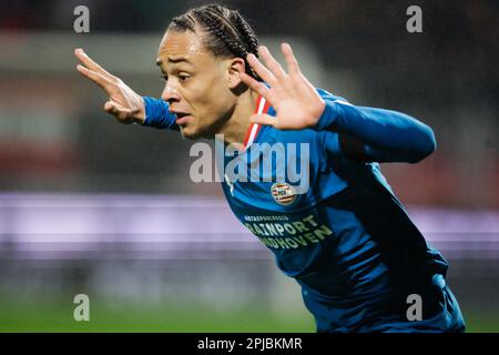 Nijmegen, Niederlande. 01. April 2023. NIJMEGEN, NIEDERLANDE - APRIL 1: Xavi Simons von PSV während des niederländischen Eredivisie-Spiels zwischen NEC Nijmegen und PSV im Stadion de Goffert am 1. April 2023 in Nijmegen, Niederlande (Foto von Broer van den Boom/Orange Pictures). Kredit: Orange Pics BV/Alamy Live News Stockfoto