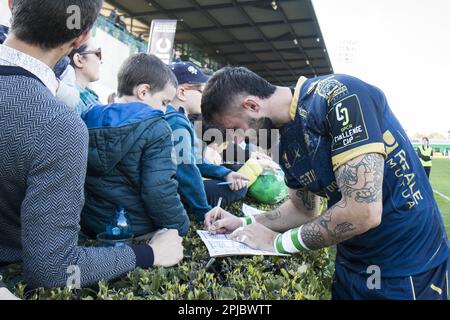 Treviso, Italien. 01. April 2023. 01/04/2023; Foto Alfio Gurise; Challenge Cup; Stadio Monigo Treviso; Benetton Treviso vs Connacht; Rugby; Ottavi di Finale; Benetton Treviso vs Connacht Rugby, Rugby Challenge Cup in Treviso, Italien, April 01 2023 Kredit: Unabhängige Fotoagentur/Alamy Live News Stockfoto