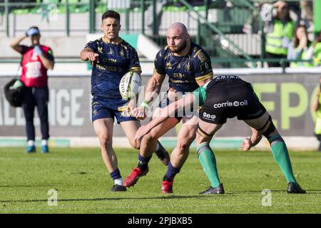 Treviso, Italien. 01. April 2023. Monigo Stadium, Treviso, Italien, 01. April 2023, 01/04/2023; Foto Alfio Guarise; Challenge Cup; Stadio Monigo Treviso; Benetton Treviso vs Connacht; Rugby; Ottavi di Finale; Benetton Treviso vs Connacht Rugby - Rugby Challenge Cup Credit: Live Media Publishing Group/Alamy Live News Stockfoto