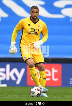 Huddersfield, Großbritannien. 1. April 2023. Zack Steffen von Middlesbrough während des Sky Bet Championship-Spiels im John Smith's Stadium, Huddersfield. Der Bildausdruck sollte lauten: Gary Oakley/Sportimage Credit: Sportimage/Alamy Live News Stockfoto