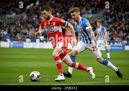 Huddersfield, Großbritannien. 1. April 2023. Während des Sky Bet Championship-Spiels im John Smith's Stadium, Huddersfield. Der Bildausdruck sollte lauten: Gary Oakley/Sportimage Credit: Sportimage/Alamy Live News Stockfoto