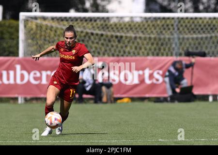Rom, Italien. 01. April 2023. Emilie Bosshard Haavi von A.S. Rom am 21. Tag der Serie A Meisterschaft Poule Scudetto zwischen A.S. Roma Women und A.C. Milan Women im stadio Tre Fontane am 1. April 2023 in Rom, Italien. Kredit: Live Media Publishing Group/Alamy Live News Stockfoto