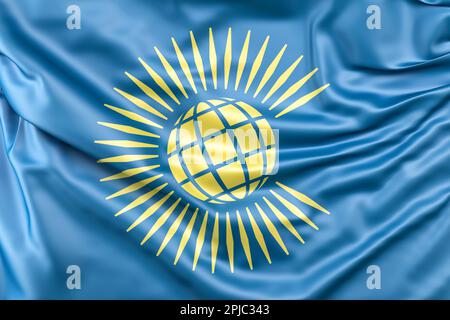 Raffled Flag of the Commonwealth of Nations (Rübsche Flagge des Commonwealth der Nationen). 3D-Rendering Stockfoto