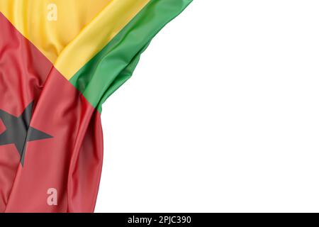 Flagge Guinea-Bissaus in der Ecke auf weißem Hintergrund. Isoliert. 3D-Rendering Stockfoto