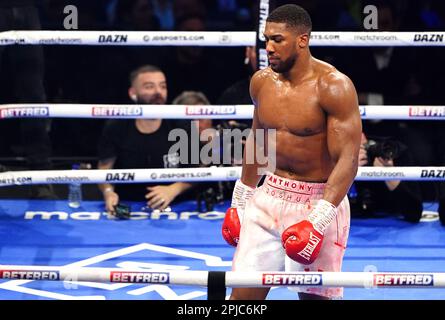 Anthony Joshua im internationalen Schwergewichtswettbewerb gegen Jermaine Franklin bei der O2 in London. Foto: Samstag, 1. April 2023. Stockfoto