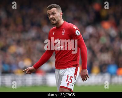 Nottingham, Großbritannien. 1. April 2023. Harry Toffolo vom Nottingham Forest während des Premier League-Spiels auf dem City Ground in Nottingham. Der Bildausdruck sollte lauten: Darren Staples/Sportimage Credit: Sportimage/Alamy Live News Stockfoto