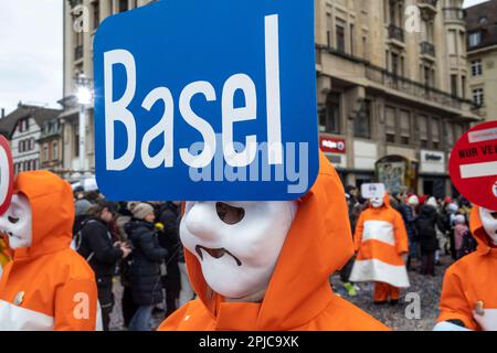 Karneval oder Fasnacht-Parade in Basel Schweiz Stockfoto
