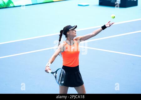 Miami Gardens, Florida, USA. 29. März 2023. März 29 - Miami Gardens: Aryna Sabalenka spielt Sorona Cirstea (ROU) während des Viertelfinals der Miami Open 2023 von Itau. (Kreditbild: © Andrew Patron/ZUMA Press Wire) NUR REDAKTIONELLE VERWENDUNG! Nicht für den kommerziellen GEBRAUCH! Stockfoto