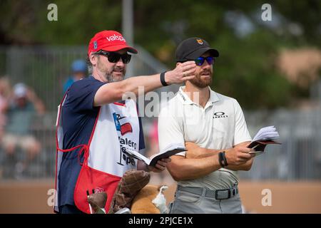 01. April 2023: Patrick Rogers in der dritten Runde der Valero Texas Open, TPC San Antonio Oaks Course. San Antonio, Texas. Mario Cantu/CSM Stockfoto