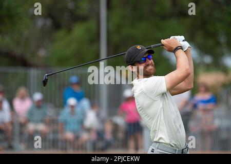 01. April 2023: Patrick Rogers in der dritten Runde der Valero Texas Open, TPC San Antonio Oaks Course. San Antonio, Texas. Mario Cantu/CSM Stockfoto