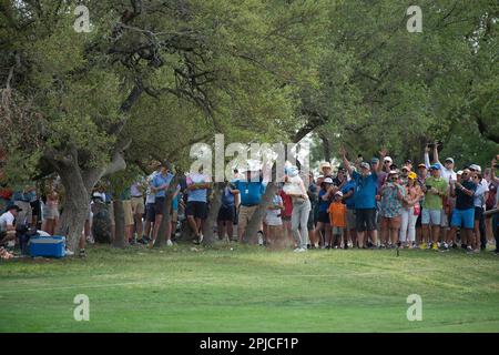 01. April 2023: Patrick Rogers in der dritten Runde der Valero Texas Open, TPC San Antonio Oaks Course. San Antonio, Texas. Mario Cantu/CSM Stockfoto