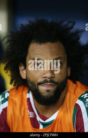 Rio de Janeiro, Brasilien, 01. April 2023. Marcelo von Fluminense während des Spiels zwischen Flamengo und Fluminense, für die Finalmeisterschaft Carioca 2023, im Maracana Stadium, in Rio de Janeiro am 01. April. Foto: Daniel Castelo Branco/DiaEsportivo/Alamy Live News Stockfoto