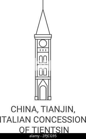 China, Tianjin, Italienische Konzession von Tientsin Reise Landmarke Vektordarstellung Stock Vektor