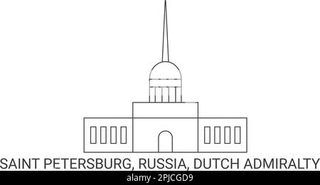 Russland, Sankt Petersburg, niederländische Admiralität, Reise-Wahrzeichen-Vektordarstellung Stock Vektor