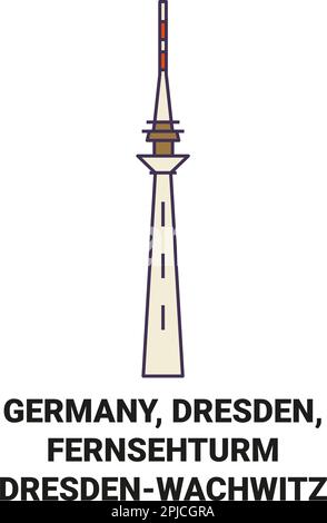 Deutschland, Dresden, Fernsehturm Dresdenwachwitz Reise-Wahrzeichen-Vektordarstellung Stock Vektor