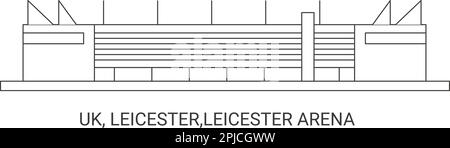 England, Leicester, Leicester Arena Reise-Wahrzeichen-Vektordarstellung Stock Vektor