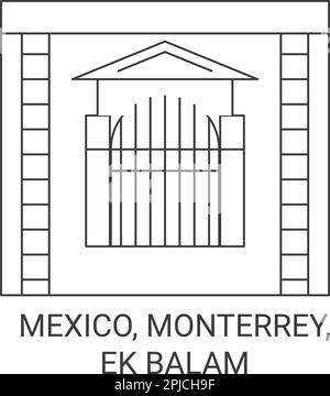 Mexiko, Monterrey, Ek Balam, Reise-Wahrzeichen-Vektordarstellung Stock Vektor