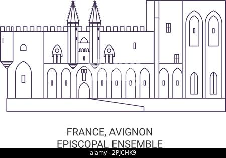 Frankreich, Avignon, Episkopal Ensemble Reise Landmark Vektordarstellung Stock Vektor