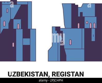 Usbekistan, Registan, Reise-Wahrzeichen-Vektor-Illustration Stock Vektor