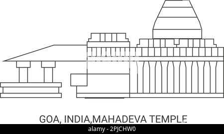 Indiens, Goas, Mahadeva Tempels Reise Wahrzeichen Vektordarstellung Stock Vektor