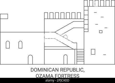 Dominikanische Republik, Ozama Festung Reise-Wahrzeichen-Vektordarstellung Stock Vektor