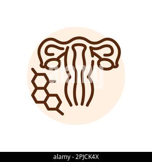 Stimulation durch Hormone – Symbol mit schwarzer Linie. Düngung. Piktogramm für Webseite Stock Vektor
