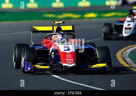 Melbourne, Australien. 02. April 2023. 05 BORTOLETO Gabriel (BRA), Trident, Dallara F3, Action während der 2. Runde der FIA-Formel-3-Meisterschaft 2023 vom 31. März bis 2. April 2023 auf dem Albert Park Circuit in Melbourne, Australien – Photo Xavi Bonilla / DPPI Credit: DPPI Media/Alamy Live News Stockfoto