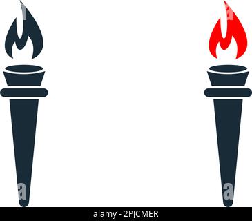 Logo-Vorlage für Taschenlampe und Flammensymbol Illustration Design Stock Vektor