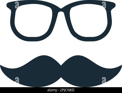 Vintage-Gesicht mit Brille und Schnurrbart Symbol Vektor Logo Vorlage Illustration Design Stock Vektor