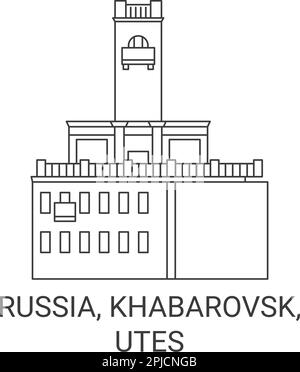 Russland, Khabarowsk, Utes Reise-Wahrzeichen-Vektordarstellung Stock Vektor