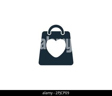 Love-Zeichen- und Einkaufstasche-Symbol Designelemente Stock Vektor