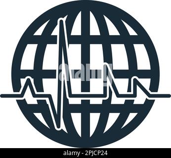 Puls Cardiogram and Globe Symbol Vector Logo Template Illustration Design Stock Vektor