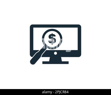Elemente des Bildschirms "Dollarzeichen" und des Symbols "Lupe" für Designvorlagen Stock Vektor
