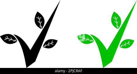 Aktivieren Sie Das Kontrollkästchen Symbol Für Grüne Blattumgebung Vektor-Logo-Vorlage Stock Vektor