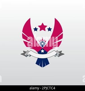 Eagle-Logo mit Stern und Band Stock Vektor