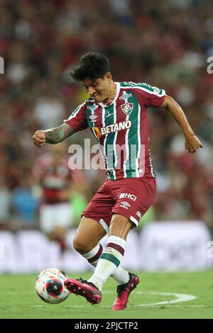 Rio de Janeiro, Brasilien, 01. April 2023. Deutscher Kano von Fluminense während des Spiels zwischen Flamengo und Fluminense, für die Finalmeisterschaft Carioca 2023, im Maracana Stadion, in Rio de Janeiro am 01. April. Foto: Daniel Castelo Branco/DiaEsportivo/Alamy Live News Stockfoto