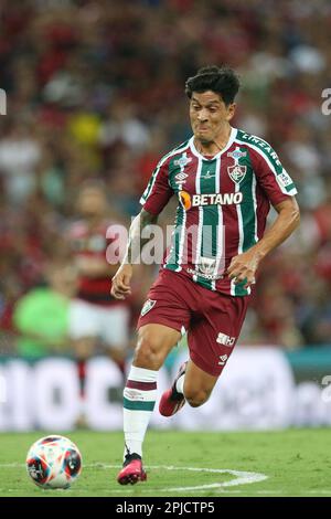 Rio de Janeiro, Brasilien, 01. April 2023. Deutscher Kano von Fluminense während des Spiels zwischen Flamengo und Fluminense, für die Finalmeisterschaft Carioca 2023, im Maracana Stadion, in Rio de Janeiro am 01. April. Foto: Daniel Castelo Branco/DiaEsportivo/Alamy Live News Stockfoto