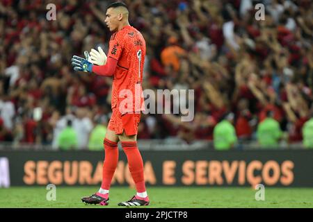 Rio de Janeiro, Brasilien, 01. April 2023. Santos von Flamengo während des Spiels zwischen Flamengo und Fluminense, für die Finalmeisterschaft Carioca 2023, im Maracana Stadium, in Rio de Janeiro am 01. April. Foto: Marcello Dias/DiaEsportivo/Alamy Live News Stockfoto