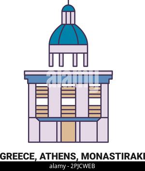 Griechenland, Athen, Monastiraki reisen Wahrzeichen Vektordarstellung Stock Vektor