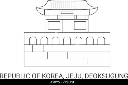 Republik Korea, Jeju, Deoksugung, Reise-Wahrzeichen-Vektordarstellung Stock Vektor