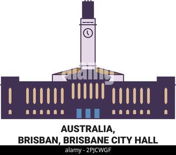 Australien, Brisban, Brisbane Rathaus Reise Wahrzeichen Vektordarstellung Stock Vektor