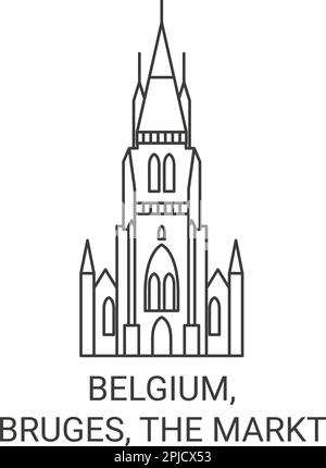 Belgien, Brügge, das Wegweiser-Wahrzeichen des Marktes Stock Vektor