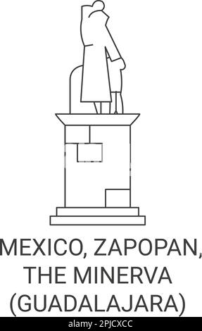 Mexiko, Zapopan, die Minerva Guadalajara Reise-Wahrzeichen-Vektordarstellung Stock Vektor