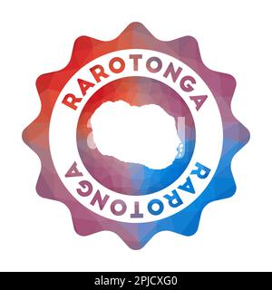 Rarotonga Low Poly Logo. Buntes Reiselogo mit Farbverlauf der Insel im geometrischen Stil. Stock Vektor
