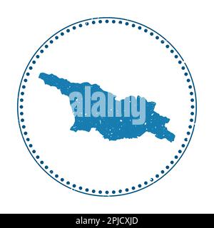 Georgia-Aufkleber. Reisegummistempel mit Landkarte, Vektorillustration. Kann als Abzeichen, Logo, Etikett, Aufkleber oder Abzeichen von Georgia verwendet werden. Stock Vektor