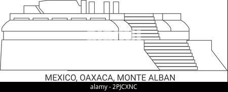 Mexiko, Oaxaca, Monte Alban Reise-Wahrzeichen-Vektordarstellung Stock Vektor