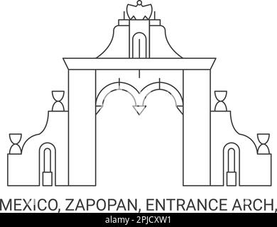 Mexiko, Zapopan, Eingangsbogen, Reise-Wahrzeichen-Vektordarstellung Stock Vektor