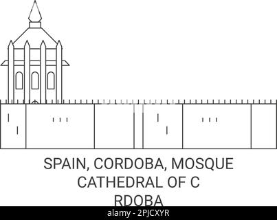 Spanien, Cordoba, MosquecCathedral of Crdoba reisen als Vektorbild Stock Vektor