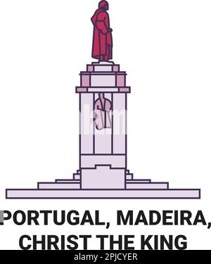 Portugal, Madeira, Christus, der König, reisen als Vektorbild Stock Vektor